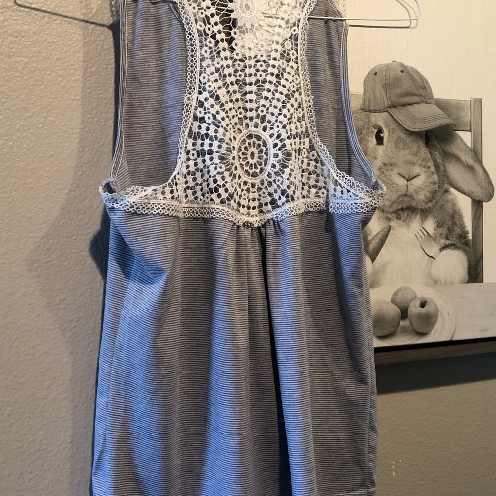 Stripe and crochet Tank